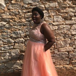 Beautiful Plus size Peach prom dress